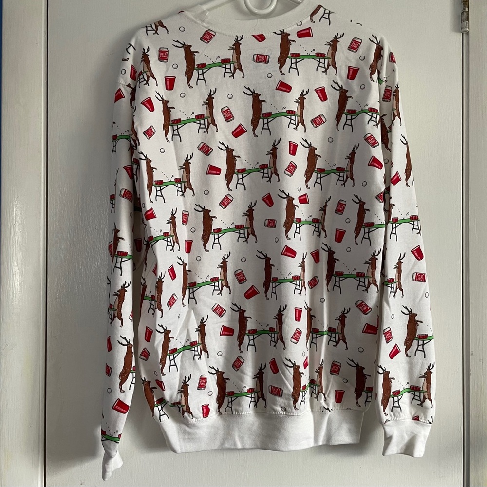 Spencers DEER PONG Ugly Christmas Pullover Sweater - Picture 4 of 5